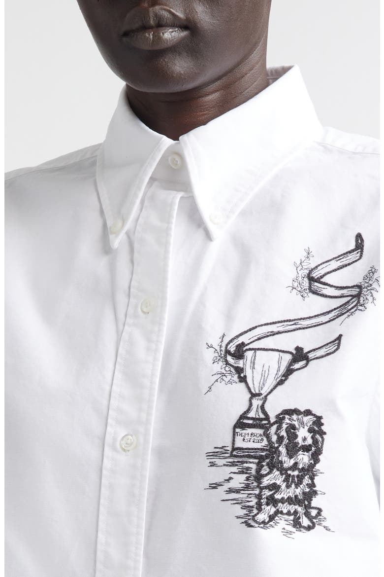 Embroidered Cotton Poplin Button-Down Shirt, Alternate, color, WHITE