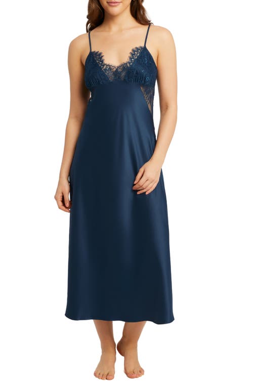 Rya Collection Serena Lace Trim Charmeuse Nightgown in Celestial Blue 