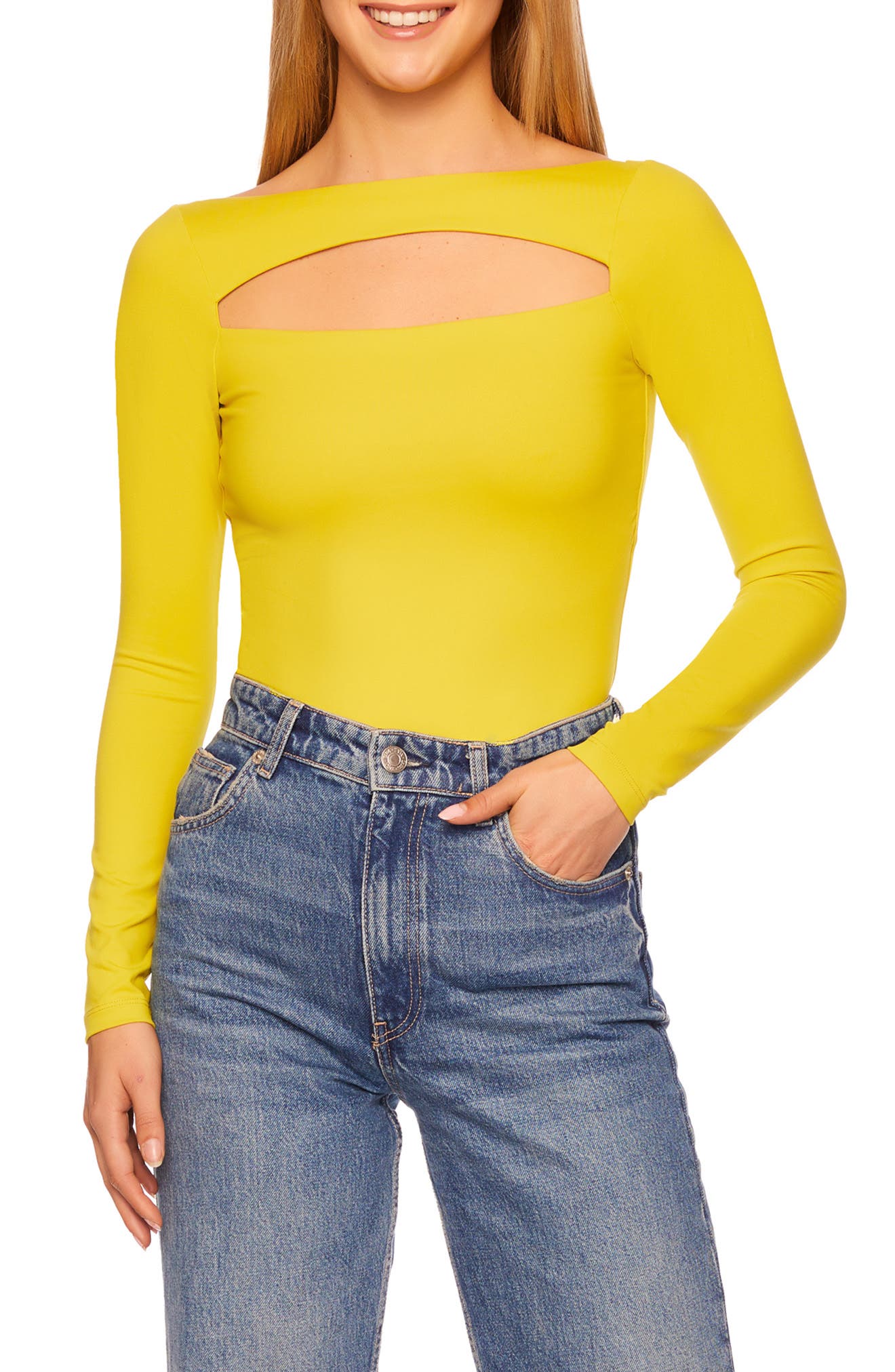 Susana Monaco Cutout Front Long Sleeve Top