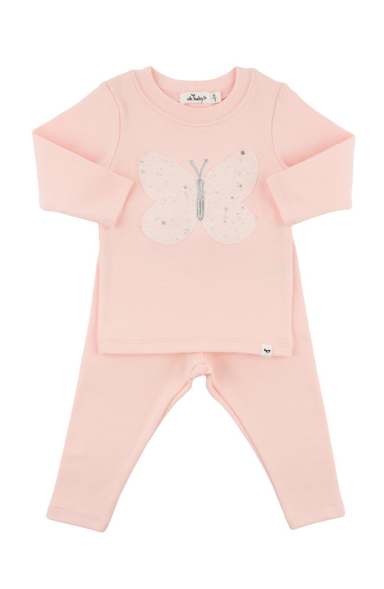 oh baby! Butterfly Cream/Pink Silver Fleck Tulle Two Piece Set, Main, color, Pale Pink
