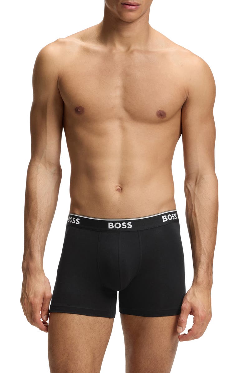 BOSS Assorted 3-Pack Power Stretch Cotton Boxer Briefs, Alternate, color, Open Blue