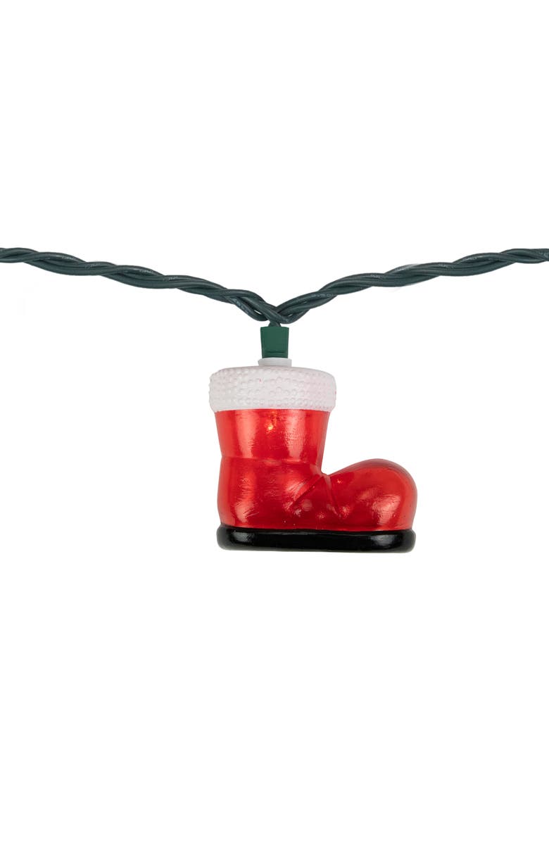 Northlight Santa's Boots Christmas Light Set - Clear - 7.5' Green Wire - 10ct, Alternate, color, Red