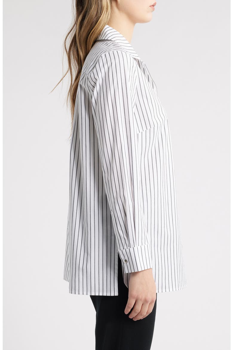 Stripe Cotton Popover Shirt, Alternate, color, WHITE/ BLACK