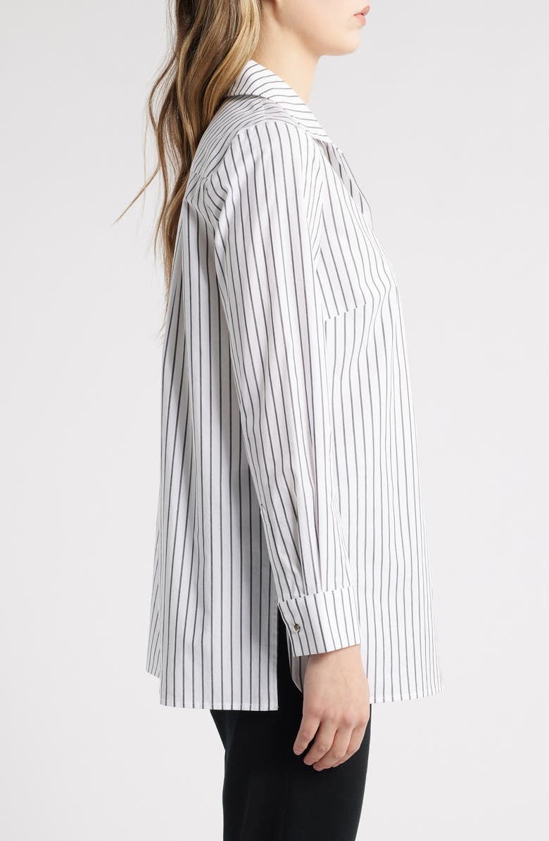 Ming Wang Stripe Cotton Popover Shirt, Alternate, color, White/ Black