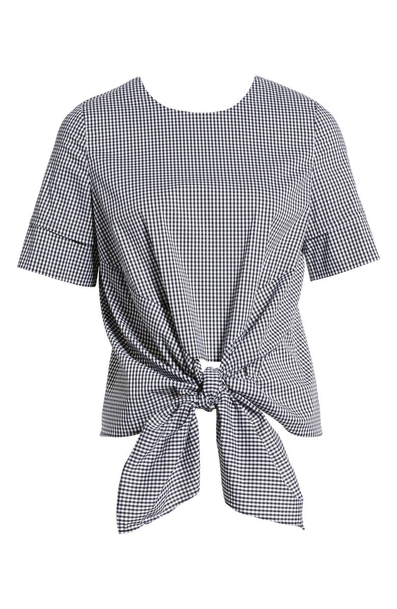 Bishop + Young Gingham Tie Front Blouse, Alternate, color,