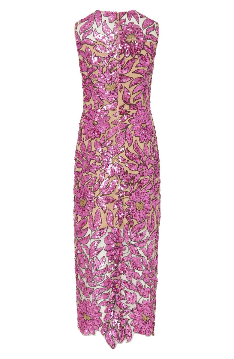 Milly Kinsley Floral Garden Sequin Midi Dress, Alternate, color,