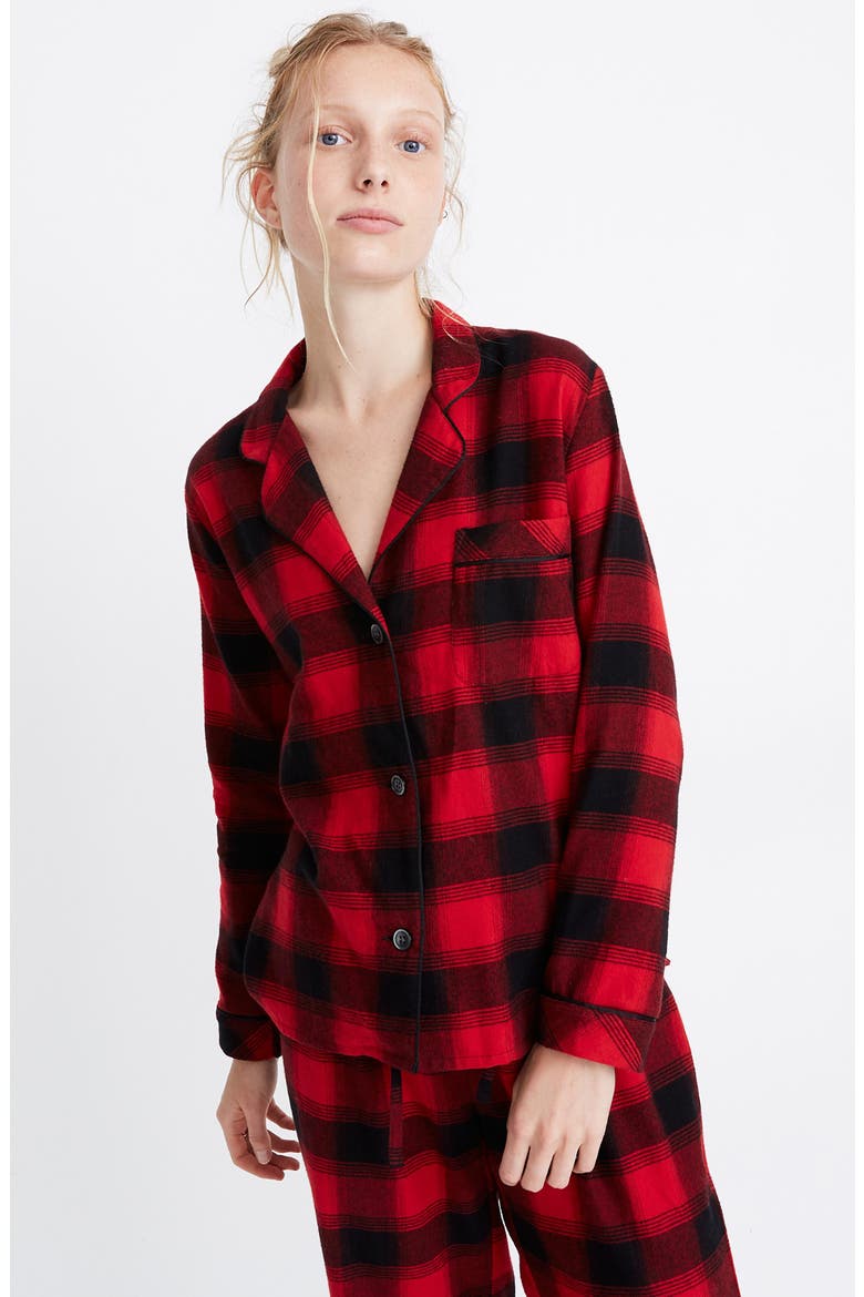 Buffalo Plaid Flannel Bedtime Pajamas, Alternate, color, BABYLON BUFFALO CRANBERRY