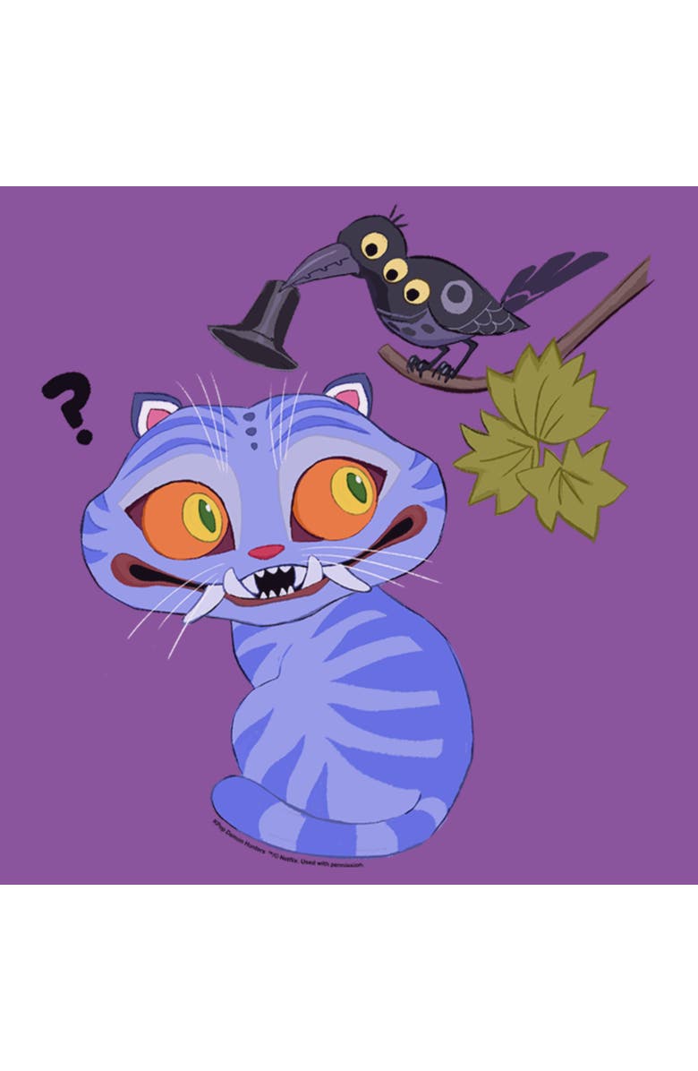 KPop Demon Hunters Girl's KPop Demon Hunters Derpy And Magpie Graphic T-Shirt, Alternate, color, Purple Berry