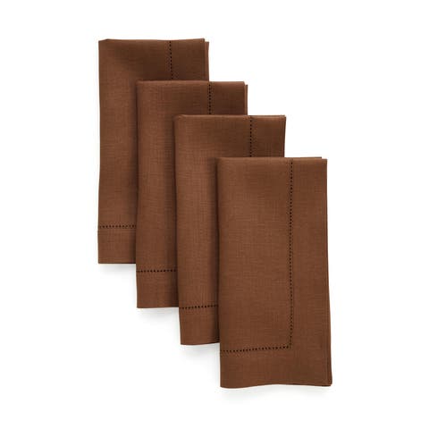 Linen Dinner Napkins Set of 4, 20 x 20" - Classic Hemstitch