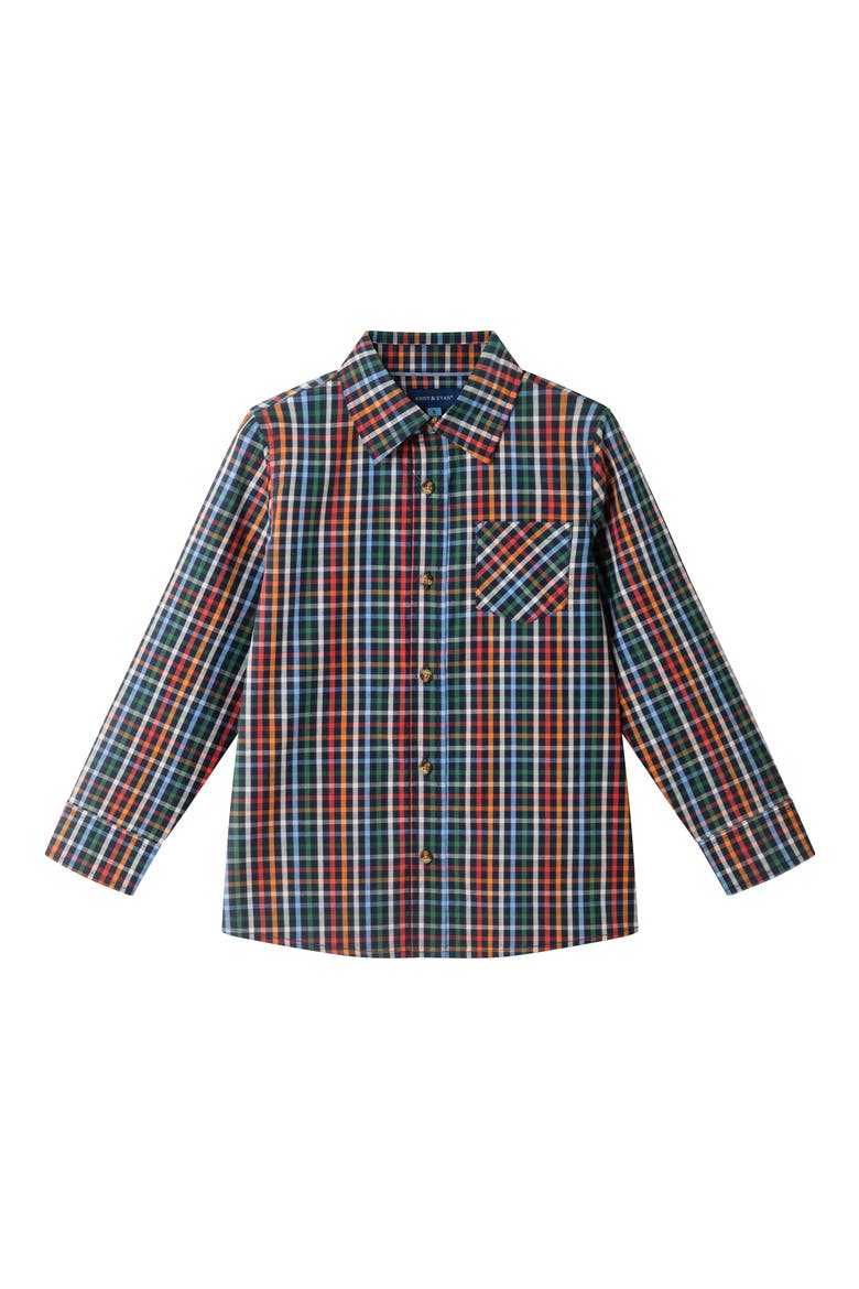 Kids' Plaid Button-Up Shirt, Main, color, NAVY