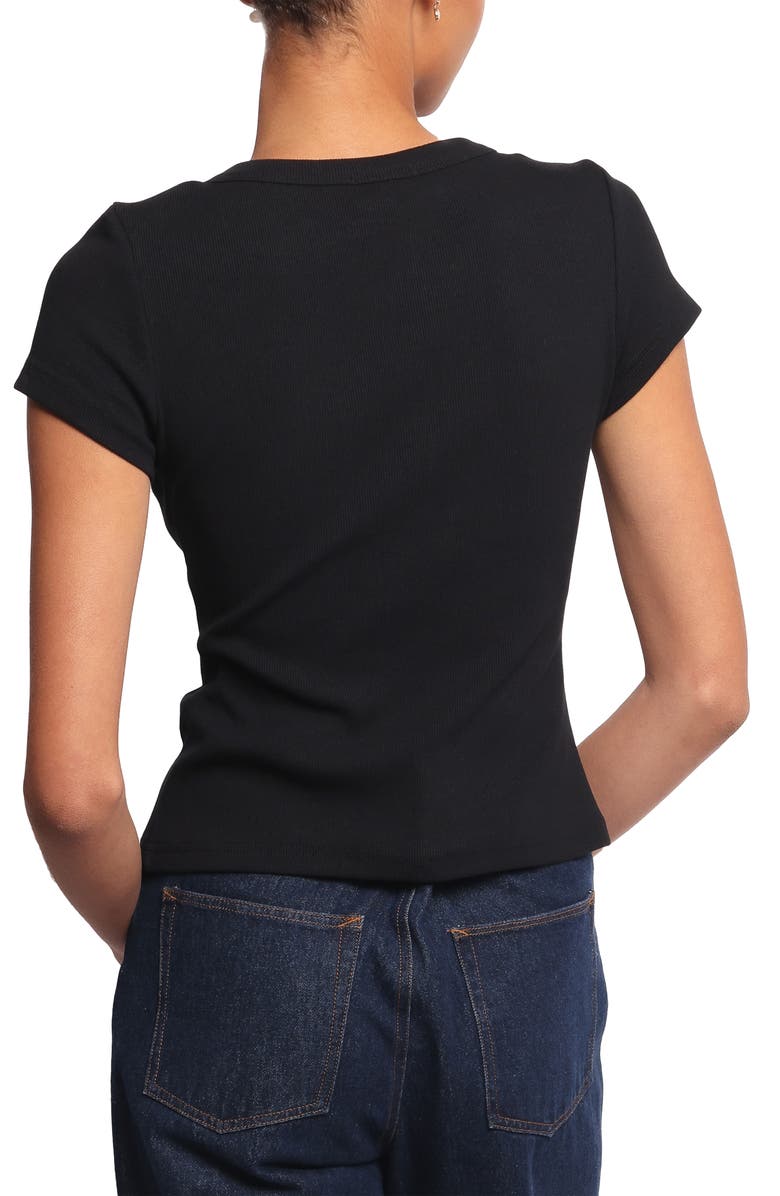 Petal & Pup Tylarah Short Sleeve Rib Cardigan, Alternate, color, Black