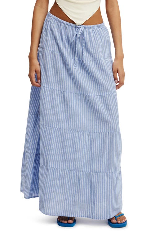Cotton On Haven Multi Tiered Maxi Skirt In Blue Textured Stripe