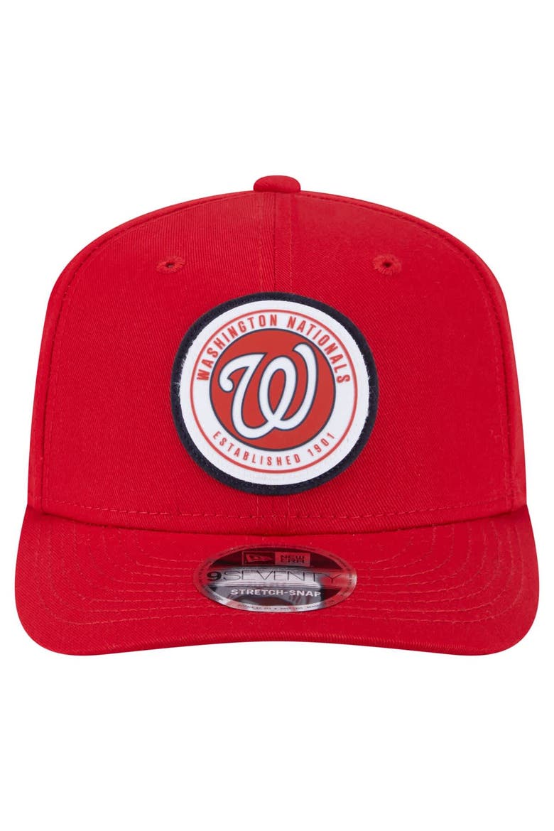 Men's New Era Red Washington Nationals Circle Patch 9SEVENTY Stretch-Snap Hat, Alternate, color, Red