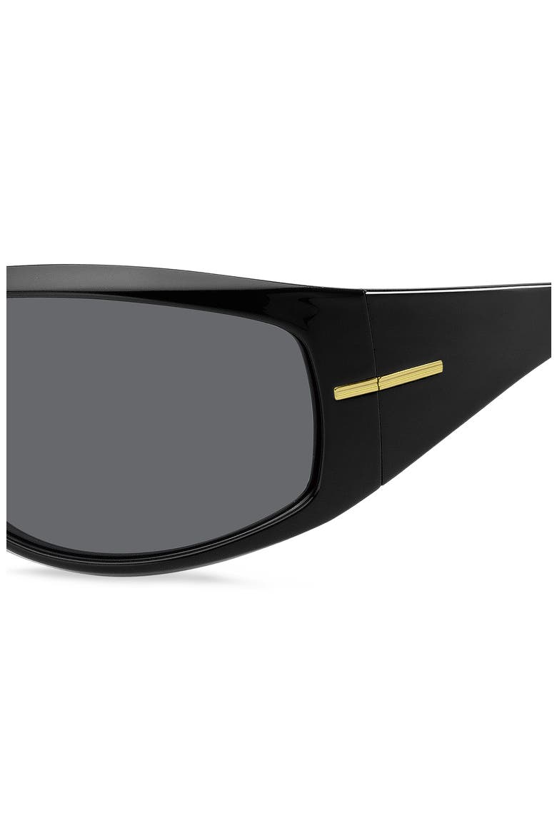 70mm Rectangular Wraparound Sunglasses, Alternate, color, BLACK