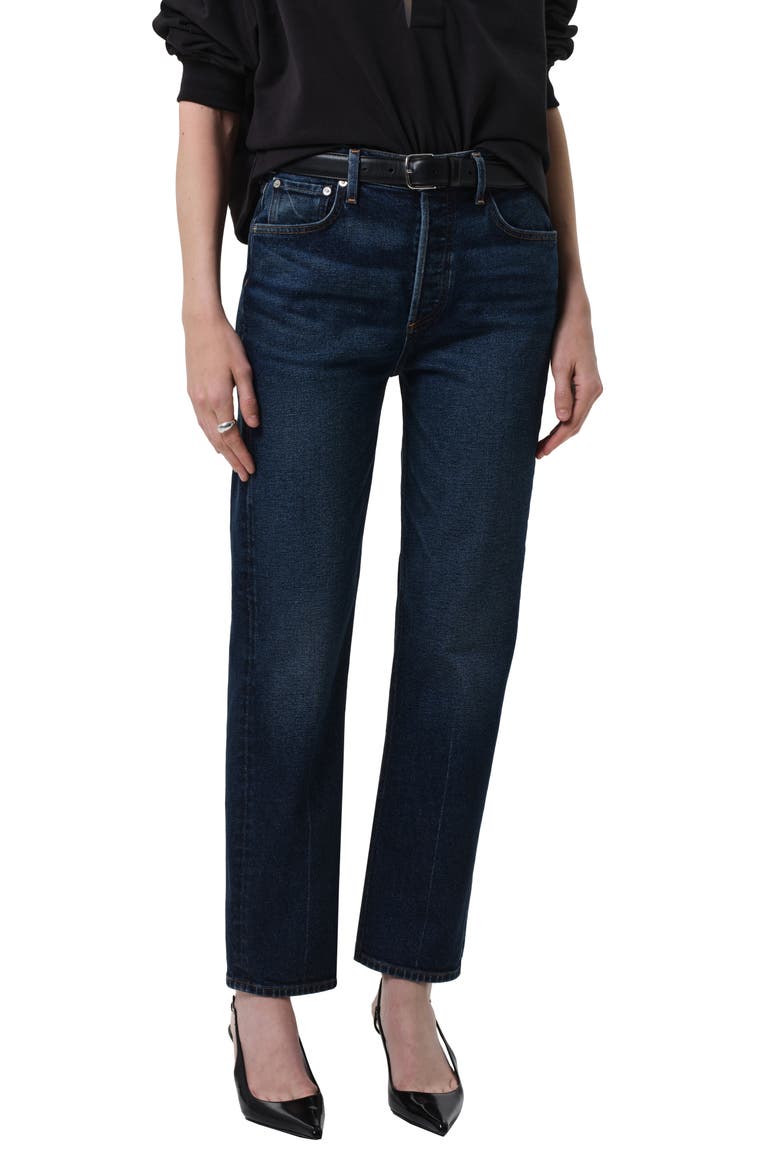 Blaine High Waist Ankle Straight Leg Jeans, Main, color, SUTHERLAND DARK