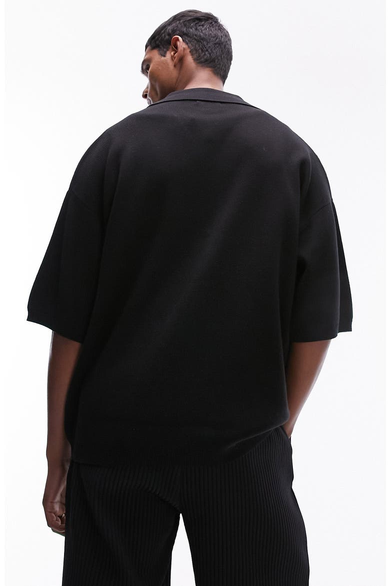 Floral Embroidered Short Sleeve Milano Stitch Camp Shirt, Alternate, color, BLACK