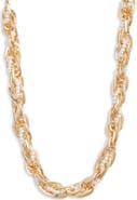 Open Edit Faux Pearl Wrapped Chain Necklace