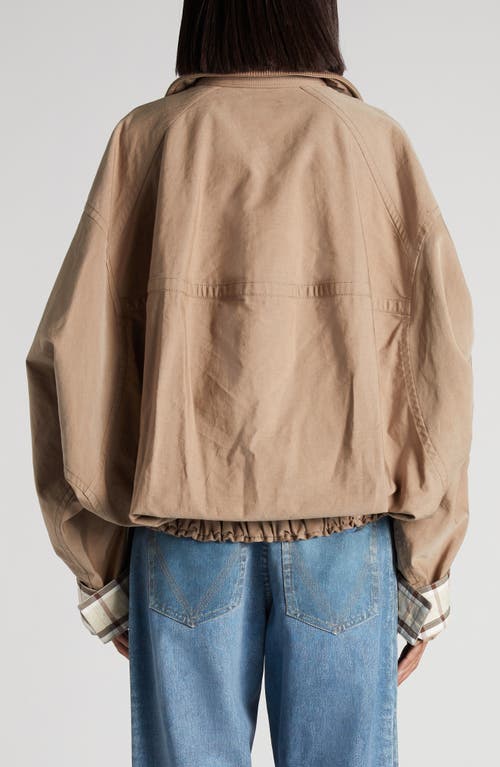 Bottega Veneta Oversize Cotton Twill Jacket In 9721 Dark Beige