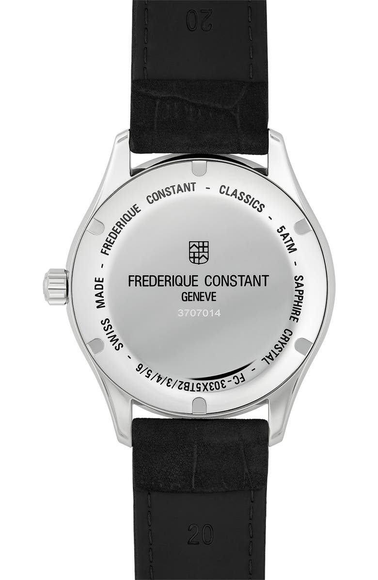 FREDERIQUE CONSTANT Classics Index Automatic Leather Strap Watch, 40mm, Alternate, color, Silver-Tone