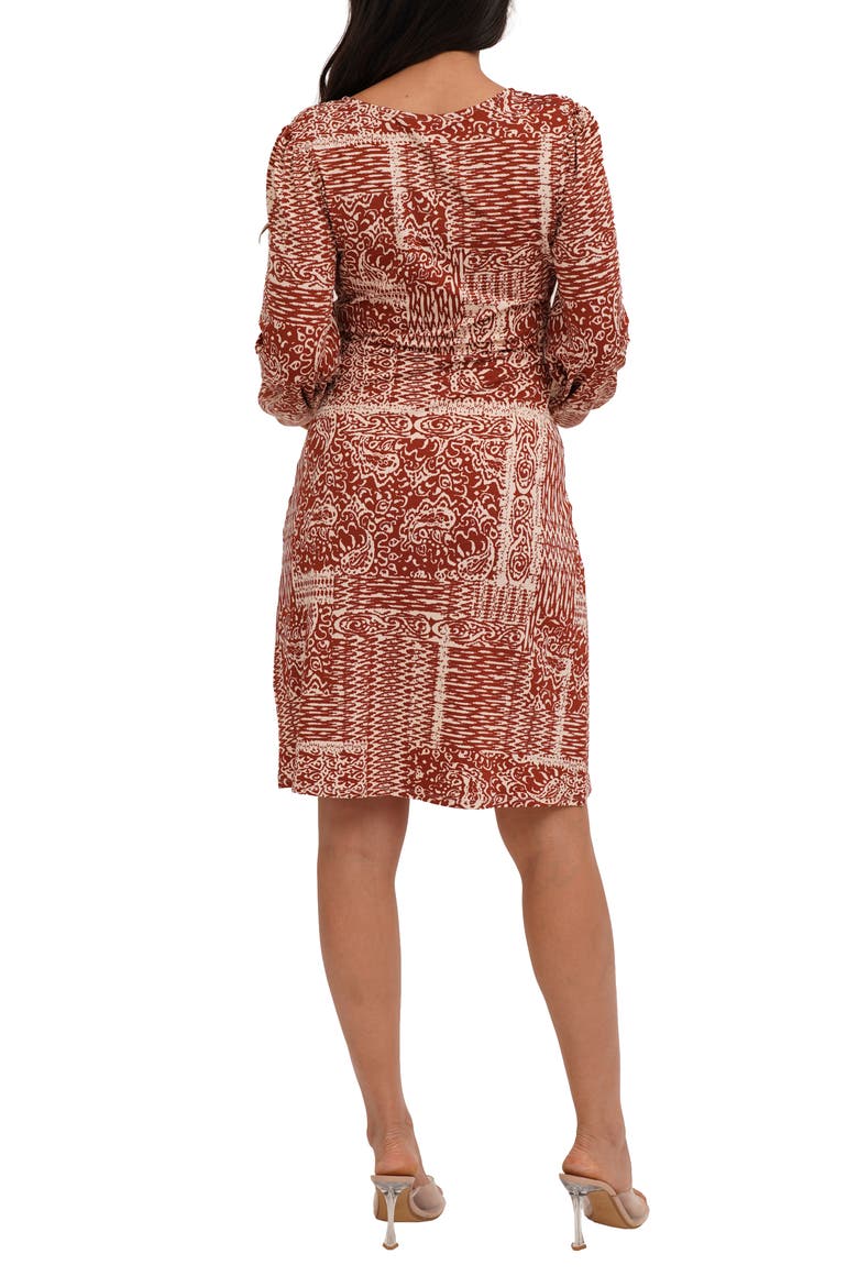 Long Sleeve Empire Waist Dress, Alternate, color, RIVER DANCE RUST
