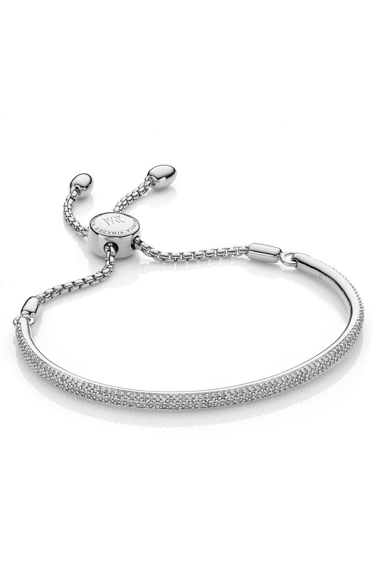 Monica Vinader Fiji Diamond Bar Bracelet, Main, color, Silver