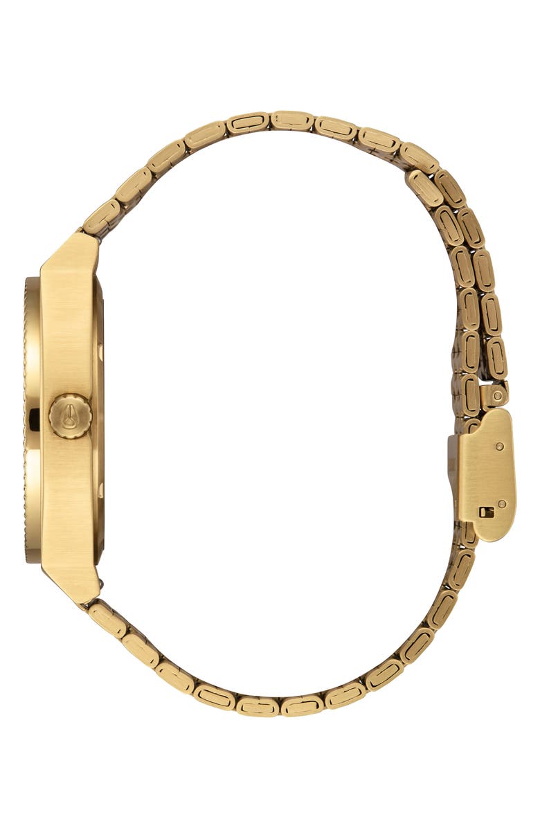 Nixon The Time Teller Turquiose Dial Goldtone Bracelet Watch, 36mm, Alternate, color, Gold / Turquoise / Gold