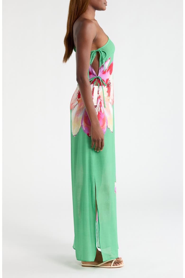 One-Shoulder Cover-Up Maxi Dress, Alternate, color, GREEN TRELLIS