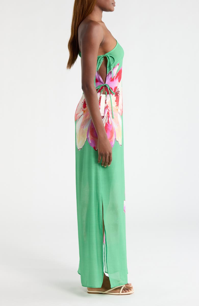 Hutch One-Shoulder Cover-Up Maxi Dress, Alternate, color, Green Trellis