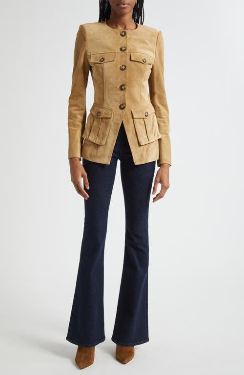 Veronica Beard Orrin Leather Cargo Jacket In Brown