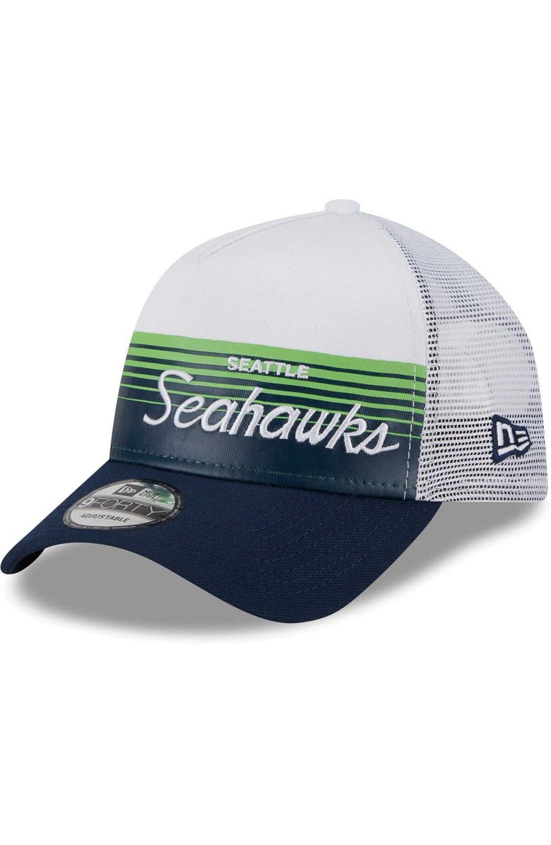 New Era Men's New Era Navy Seattle Seahawks Horizon A-Frame 9FORTY Snapback Hat, Alternate, color, 