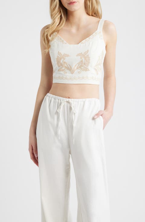 Lyra Embroidered Cotton Crop Top