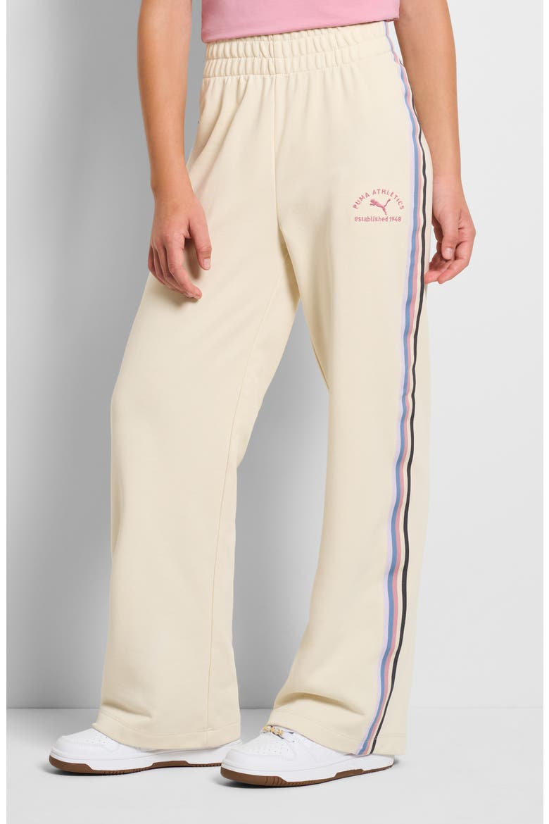 Kids' Stripe Wide Leg Pull-On Pants, Alternate, color, TAN COMBO