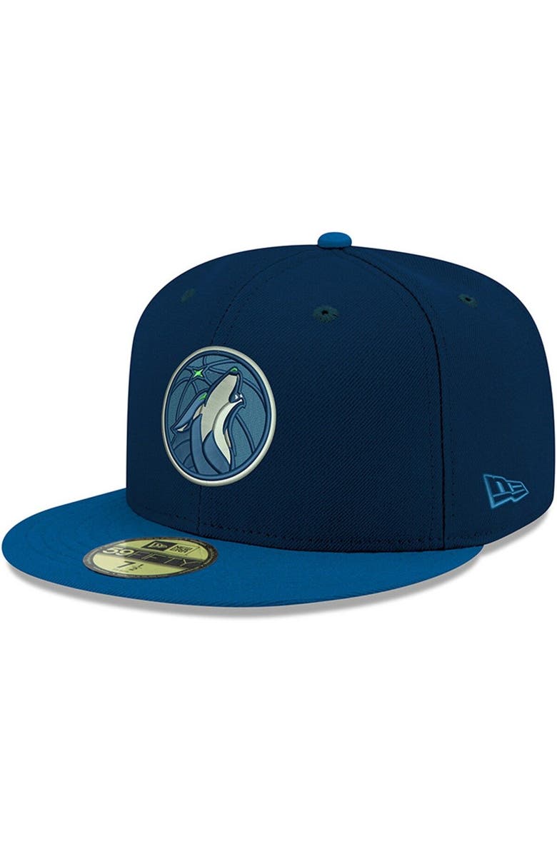 New Era Men's New Era Navy Minnesota Timberwolves Official Team Color 2Tone 59FIFTY Fitted Hat, Alternate, color,