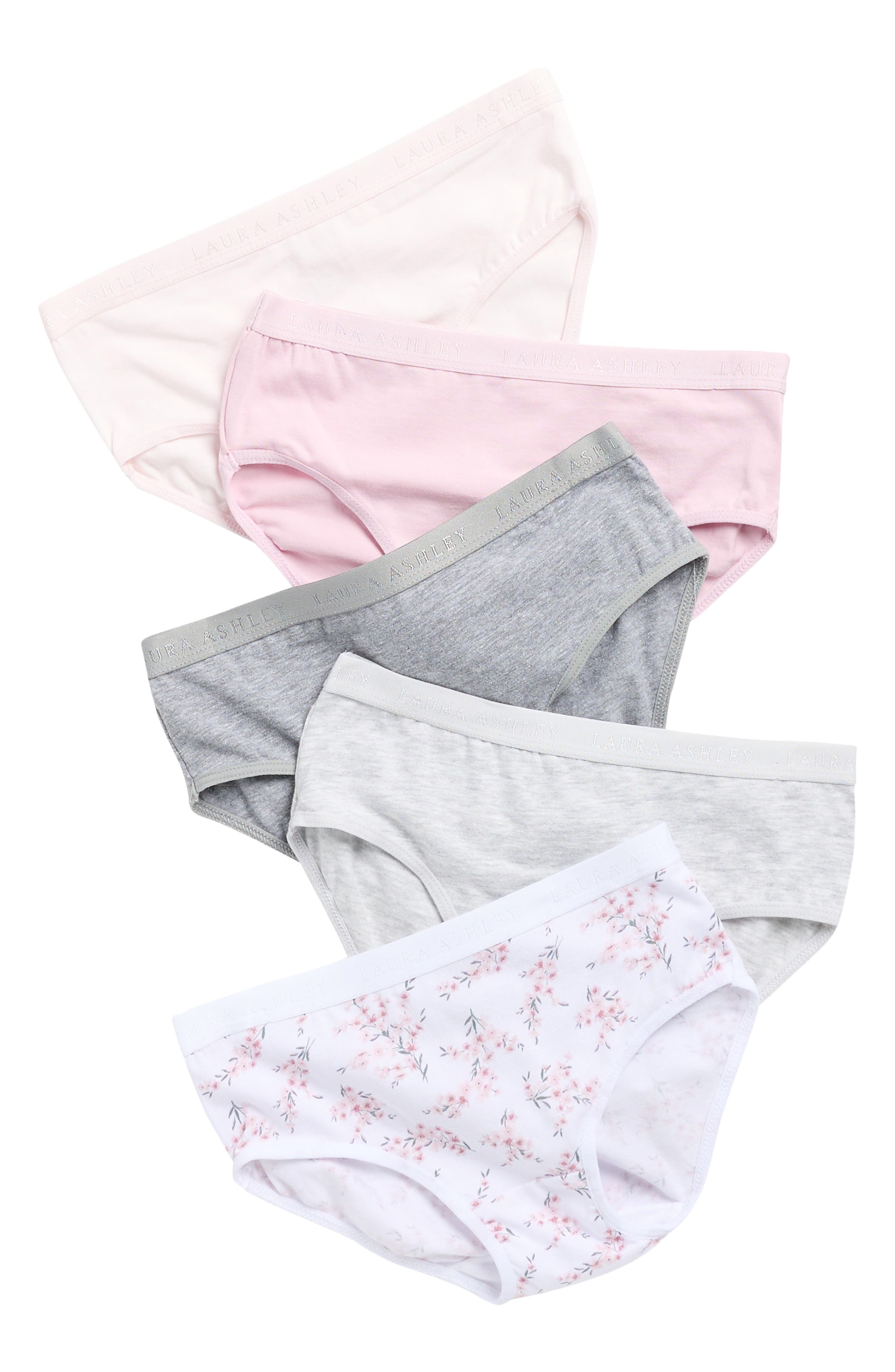 Laura Ashley Kids' Assorted 5-Pack Stretch Cotton Bikini Briefs