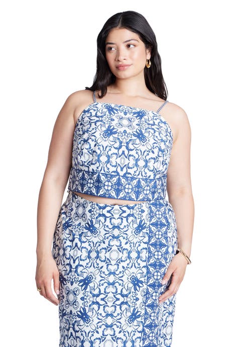 Printed Cropped Tank Top (Plus Available)