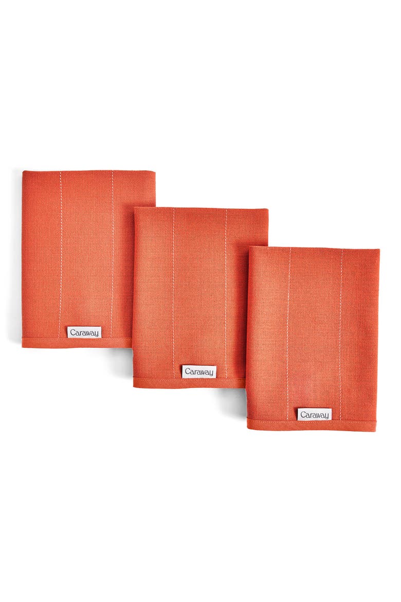 Set of 3 Cotton Tea Towels, Main, color, PERRACOTTA