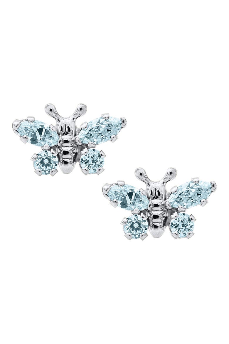Butterfly Birthstone Sterling Silver Earrings, Main, color, MARCH