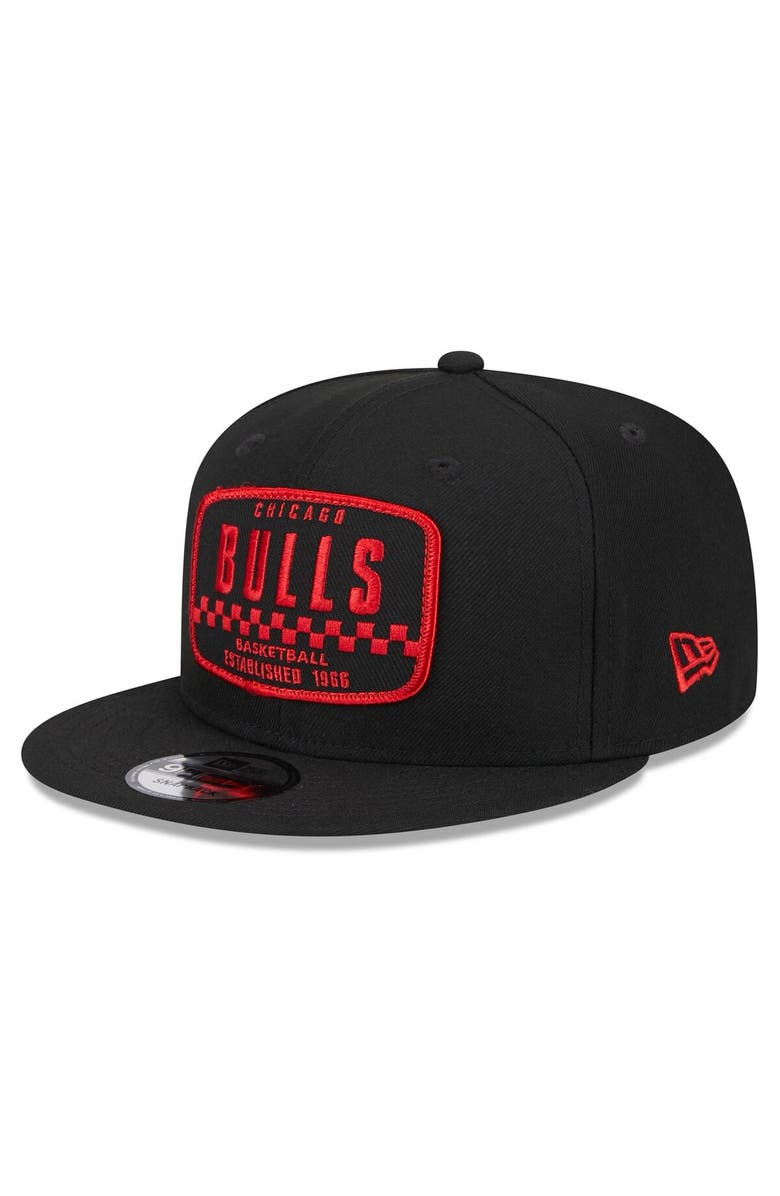New Era Men's New Era Black Chicago Bulls  Rally Drive Finish Line Patch 9FIFTY Snapback Hat, Alternate, color, 