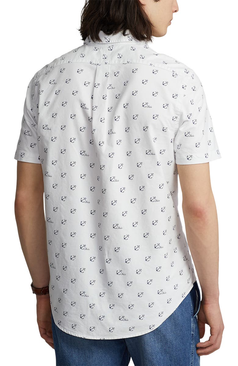 Polo Ralph Lauren Anchors Classic Fit Short Sleeve Cotton Button-Down Shirt, Alternate, color, 