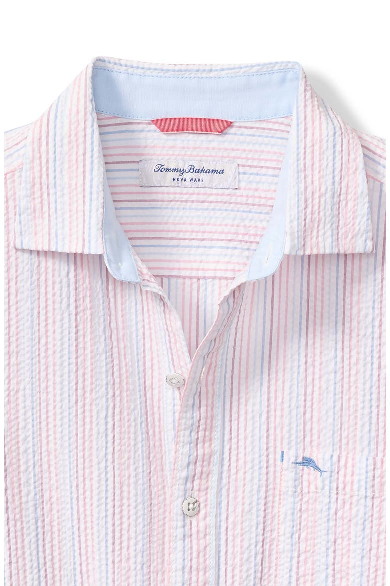 Nova Wave Viva Stripe Seersucker Button-Up Shirt, Alternate, color, FADED ROSE