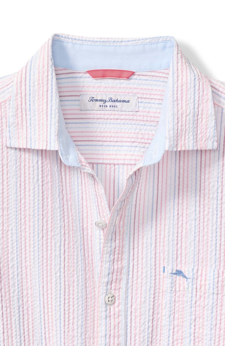 Tommy Bahama Nova Wave Viva Stripe Seersucker Button-Up Shirt, Alternate, color, Faded Rose