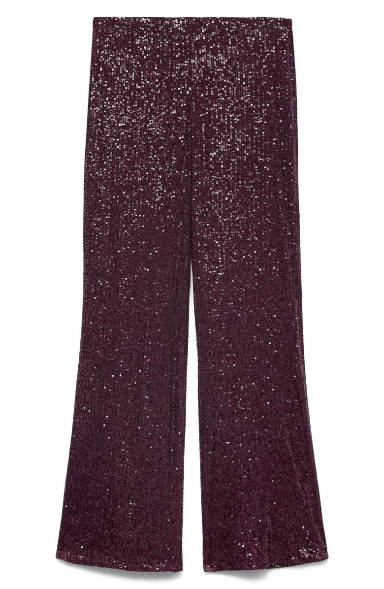 MANGO Wide Leg Sequin Pants, Alternate, color, Wine