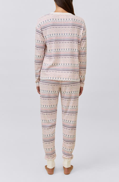 Papinelle Fair Isle Waffle Knit Pajamas In Pink