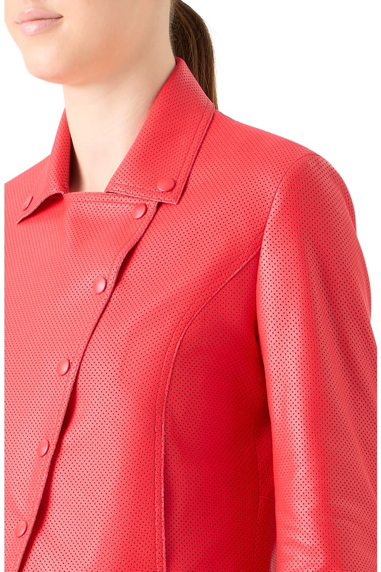Crop Perforated Leather Jacket, Alternate, color, BRIGHT RED