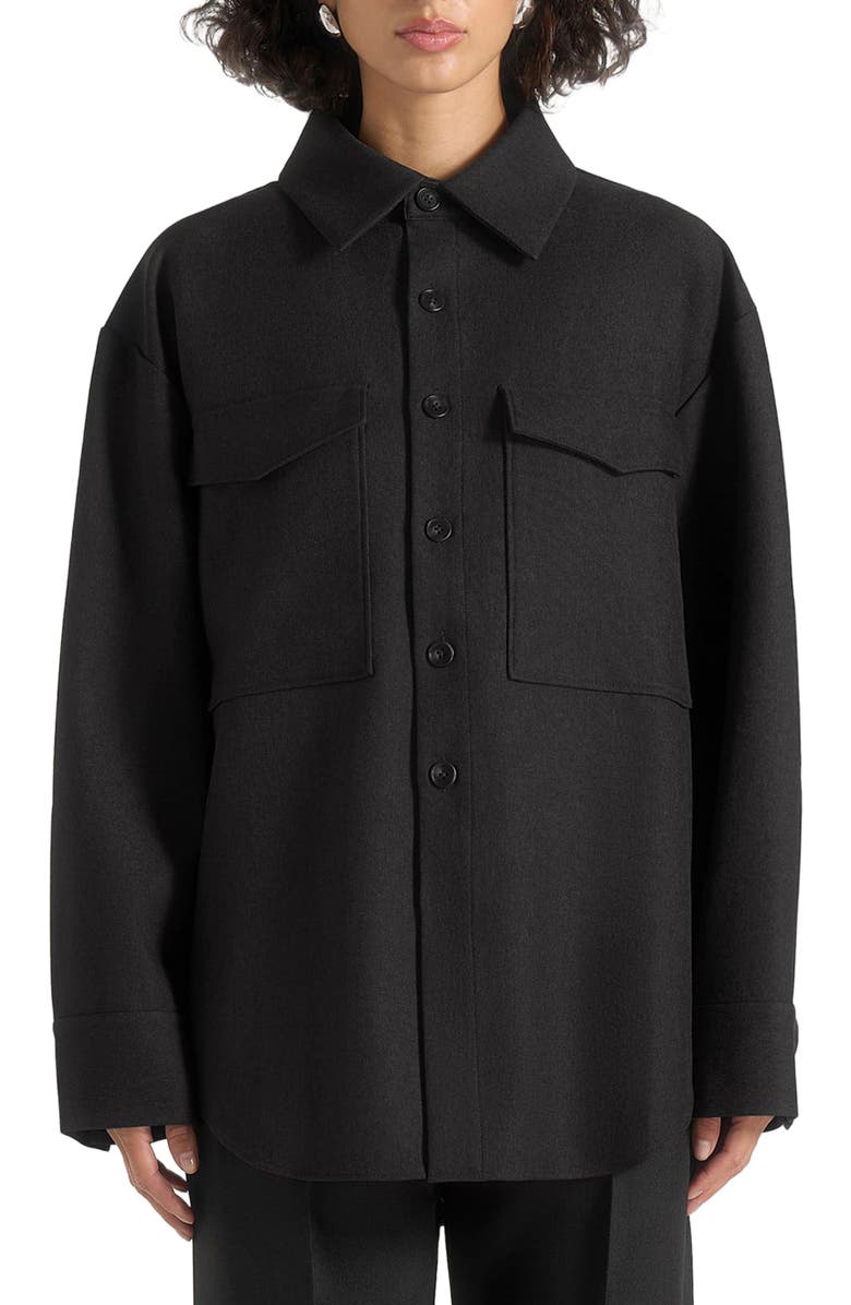 Manière De Voir Joy Tailored Oversized Shirt, Alternate, color, Black