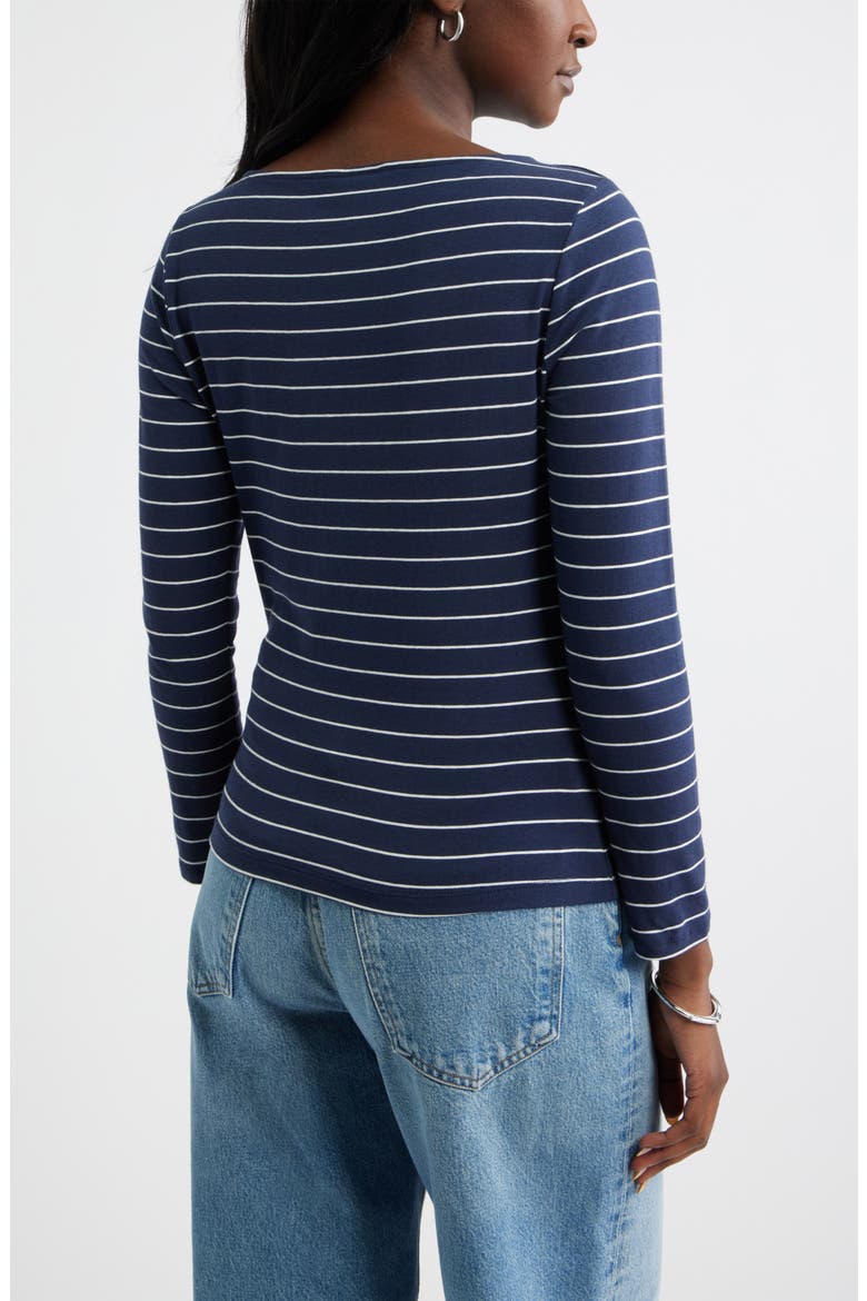 Long Sleeve Boat Neck T-Shirt, Alternate, color, NAVY- IVORY MORGAN STRIPE