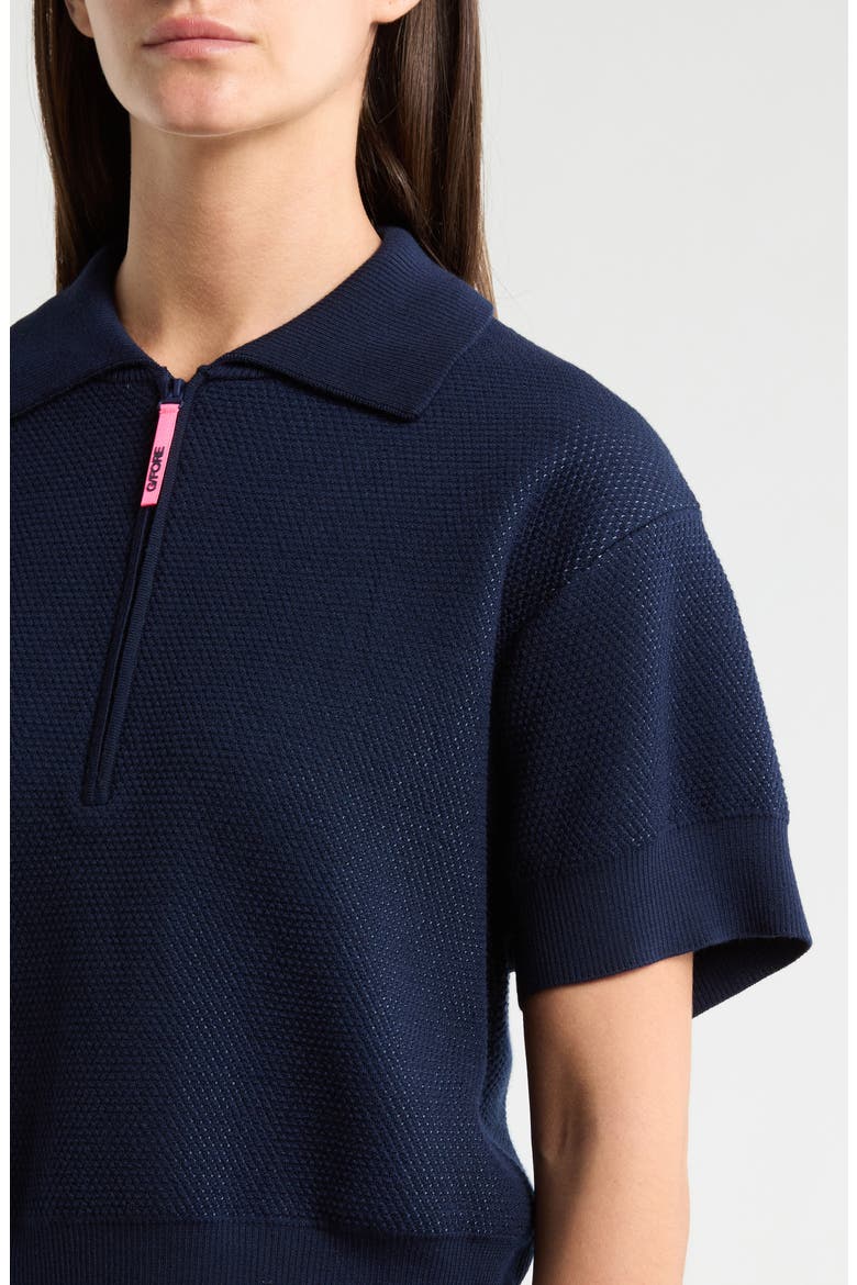 Merino Wool Blend Short Sleeve Quarter Zip Golf Sweater, Alternate, color, TWILIGHT
