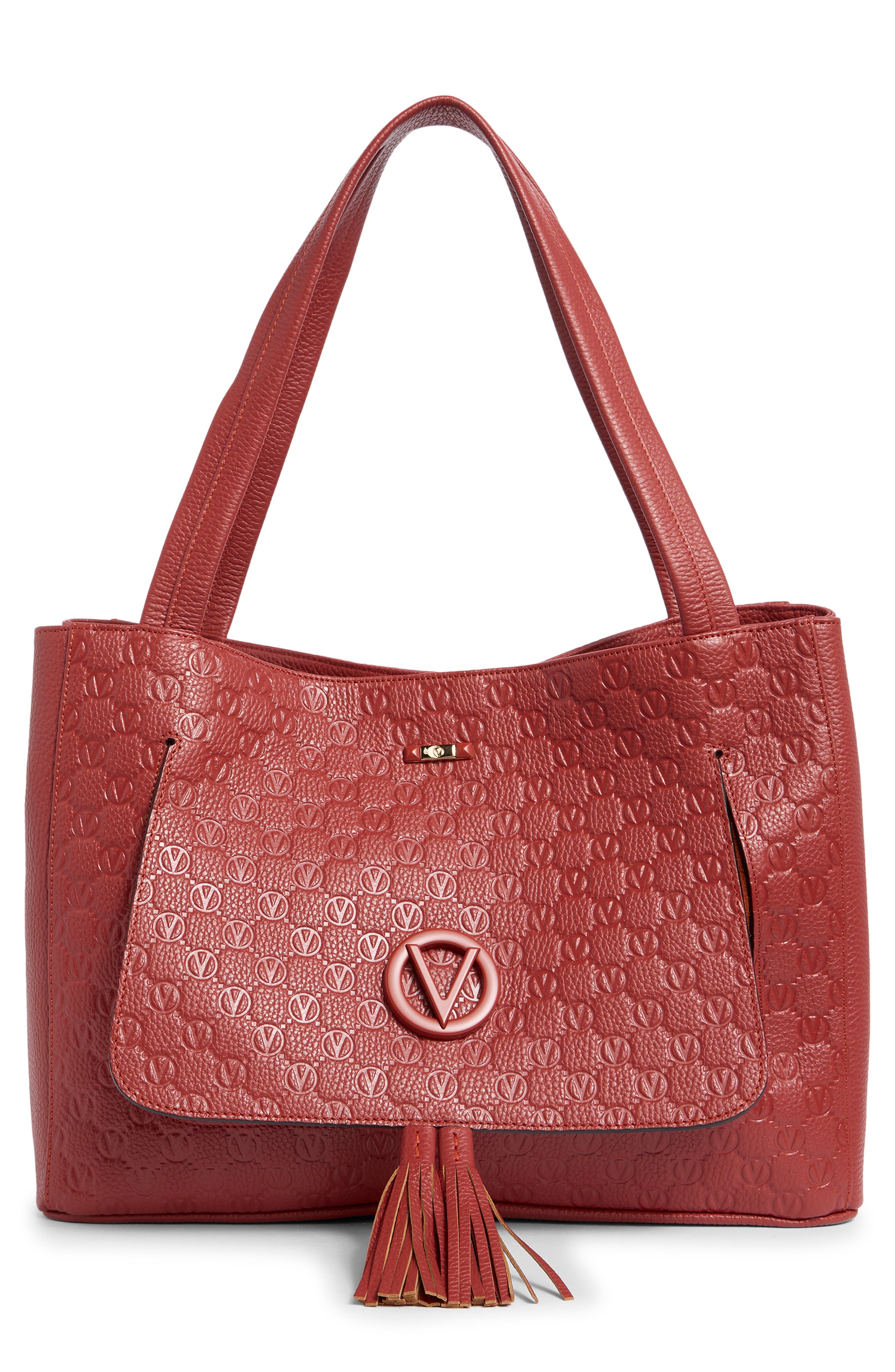 VALENTINO BY MARIO VALENTINO Ollie Dollaro Monogram Leather Tote Bag, Main, color, Rust