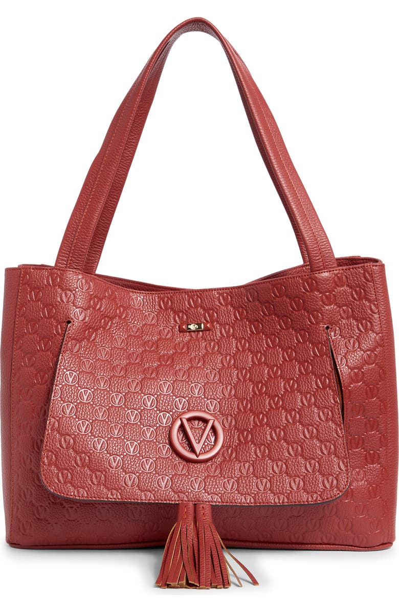 VALENTINO BY MARIO VALENTINO Ollie Dollaro Monogram Leather Tote Bag, Main, color, Rust