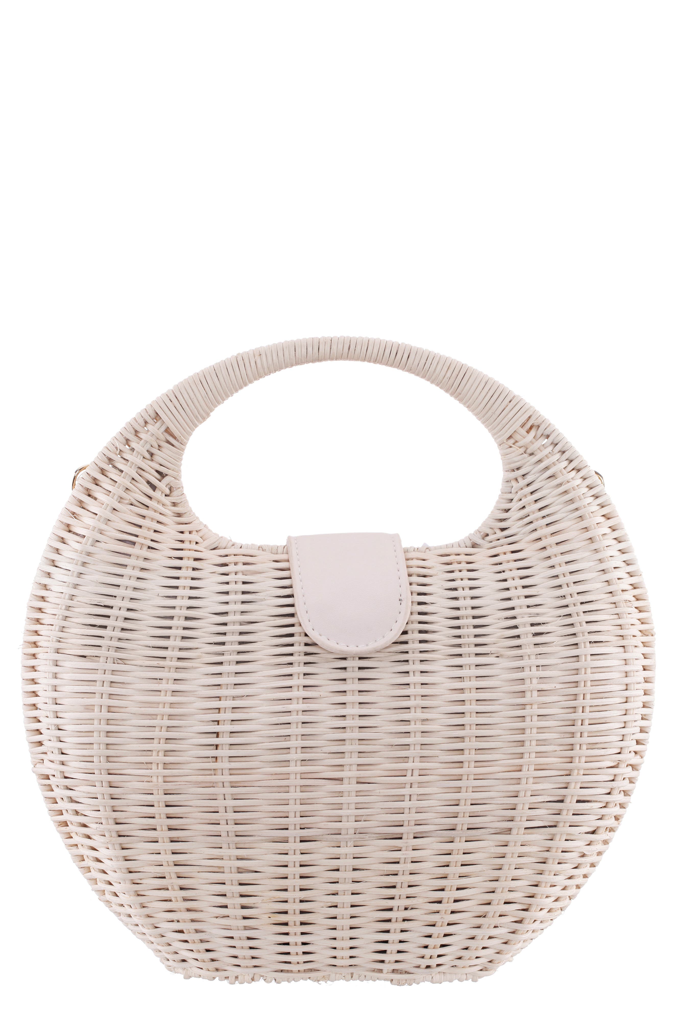 Nina Kava Rattan Handbag, Main, color, White